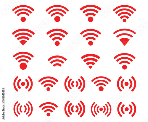 Wireless and wifi icon. Internet connection, Wi-fi signal, wireless, connect, podcast, access - stock vector.