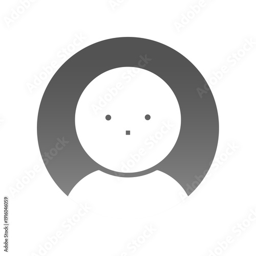 シンプルでおしゃれなデフォルトのユーザーアイコン - 黒い丸にミニマルな顔の人物のプロフィール素材