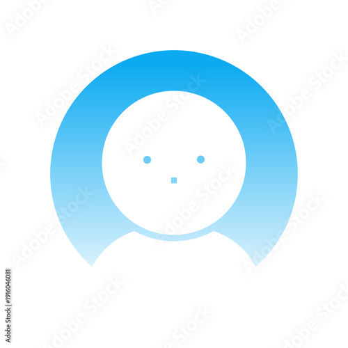 シンプルでおしゃれなデフォルトのユーザーの顔アイコン -水色の背景の丸い未設定･匿名の人物の素材