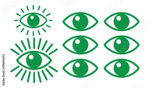 Eye icon set. Eyesight symbol. Retina scan eye icons. Simple eyes collection. Eye silhouette - stock vector.