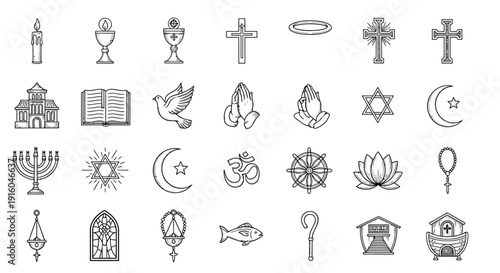 Religious symbols from various faiths icons.