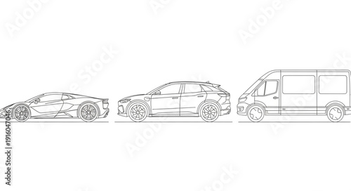 Three different vehicles lined up for comparison.
