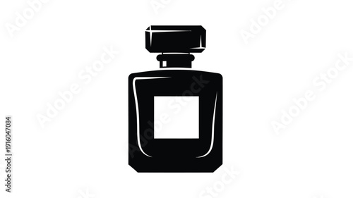 Elegant perfume bottle design in a striking black silhouette