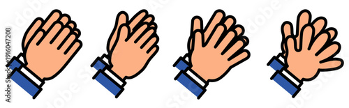 ビジネス拍手ハンドアイコンセット スーツ袖付きカラー素材