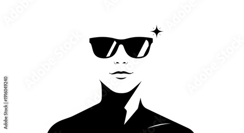 Stylish person wearing sunglasses with a star accent.