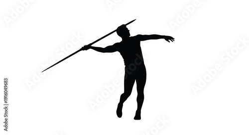 Athlete preparing to throw a javelin dynamic pose silhouette