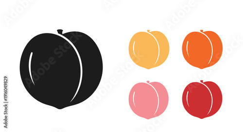 Colorful peach illustrations with a prominent black silhouette