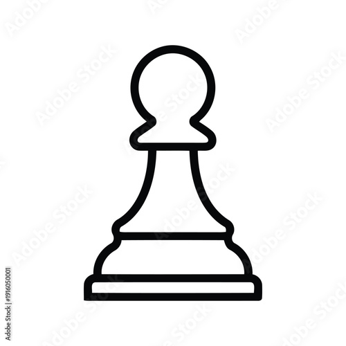 Simple black line icon of a chess pawn piece