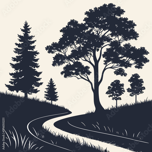 Wallpaper Mural Black Nature Path Landscape Torontodigital.ca