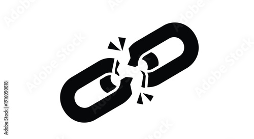 Broken chain link graphic representing freedom and disruption silhouette