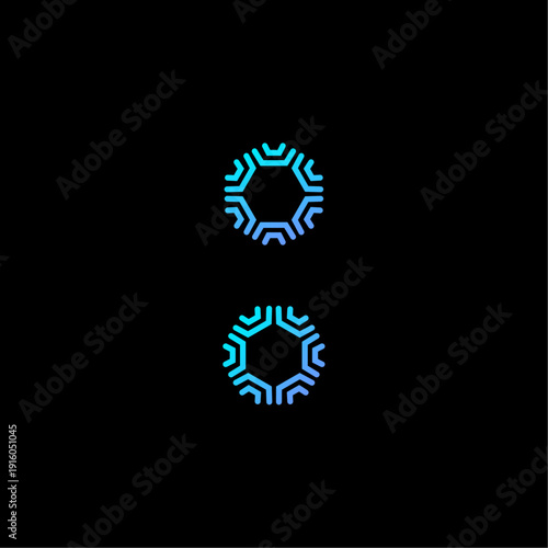 Futuristic AI technology logo featuring geometric hexagon circuit network style for cyber security, software, fintech, and cloud computing companies. Designed for modern startup branding, app icons