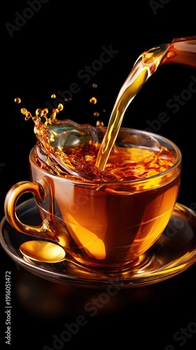 Artistic Splash of Tea Captured in a Cup
