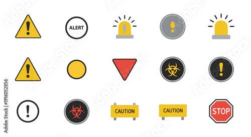 Warning, Caution & Safety Alert Icon Set