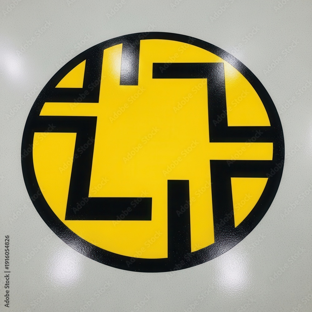 Fototapeta premium Geometric Emblem In Yellow And Black Represents A Modern Concept With Creative Design Elements