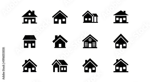 House icons set. Home symbol collection. Vector illustration