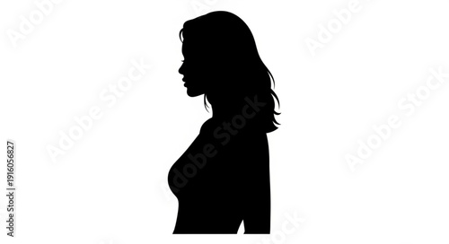 Silhouette of a young woman looking to the side.