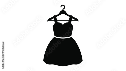 Black dress hanging on a hanger a striking silhouette