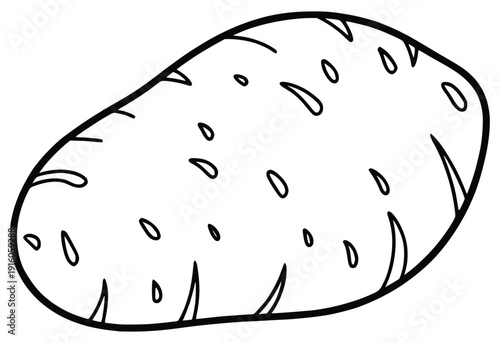 Potato Outline: A simple illustration of a raw potato.