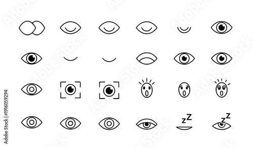SEO Friendly Title
Minimal eye icon set showing look glance focus and emotion symbols in clean vector style