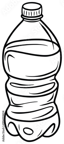 Essential Hydration: A clean and crisp line drawing of a transparent water bottle, representing the vital importance of hydration and refreshment.