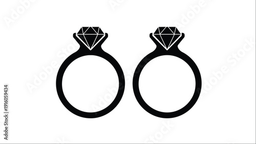 Two diamond rings presented side by side a bold silhouette