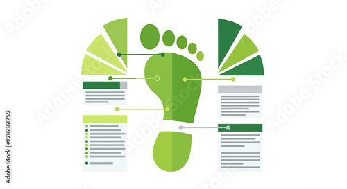 Infographic illustrating environmental impact and carbon footprint analysis with data points and charts.