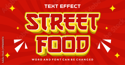 Street Food 3D Text Effect with Comic Style and Red