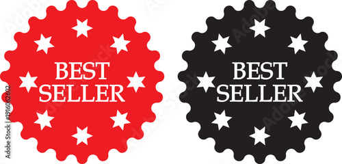 red and Black starburst best seller. red sale stickers and promotional labels. starburst circle shapes icon. Black and red best seller badge vector icon set. Bestseller stamp symbol