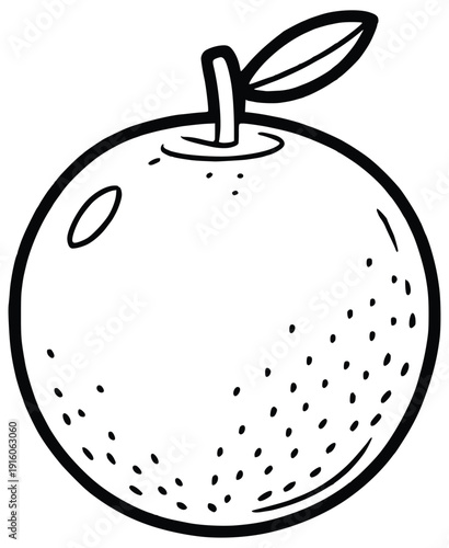 Citrus Delight: A minimalist monochrome illustration of a juicy, fresh orange, capturing the simple essence of this fruity treat.