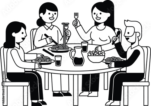 family dinner table with food