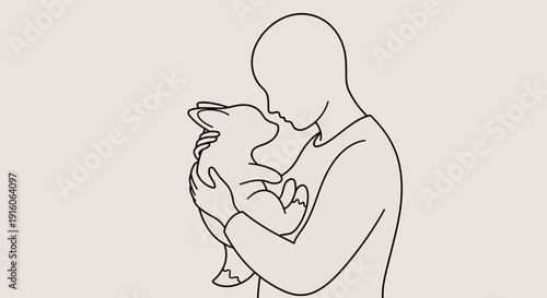 Man tenderly holding and kissing a piglet in a loving embrace