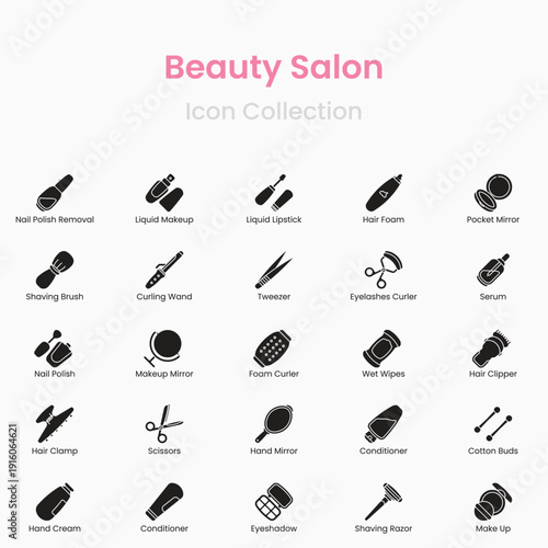 Cosmetic and beauty salon vector icons for makeup haircare and spa concepts
