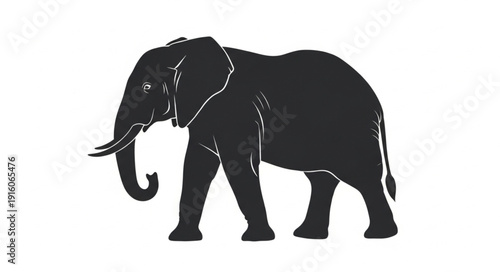 Silhouette of an African Elephant with Tusks.