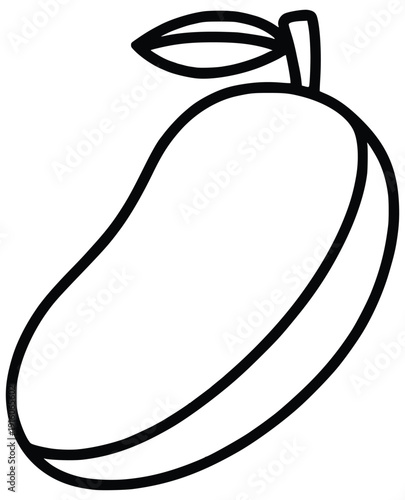 Exquisite Mango Illustration: An artful black and white illustration of a ripe mango, showcasing its elegant lines, natural form, and refreshing appeal. 