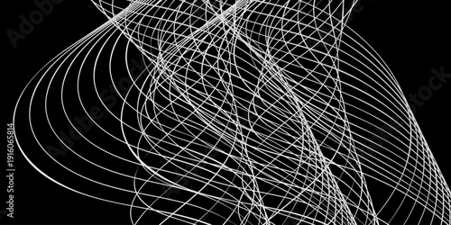 A macro texture of a wet spider web covered in morning dew drops creates a black and white abstract background with a natural silk network pattern