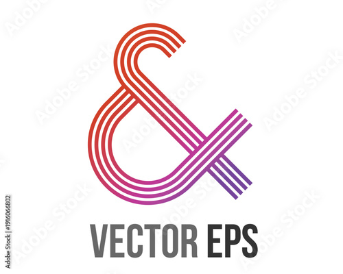 Modern ampersand symbol with gradient stripes in red and purple
