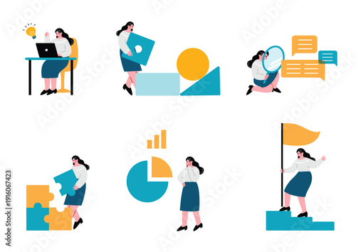 ビジネスウーマンのイラストセット