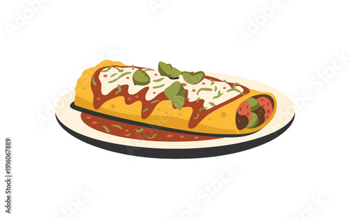 A vector graphic illustration of a delicious lasagna dish on a plate