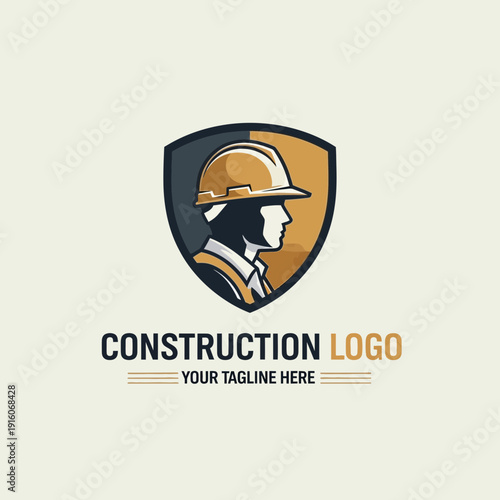Free Download Construction Company Logo – Builder Helmet Shield Emblem Design - GFXLoad