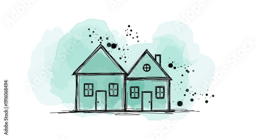 Modern Houses Illustration – Residential Real Estate Home Graphic