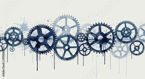 Industrial Gear Mechanism Illustration – Mechanical Cogs Engineering Background