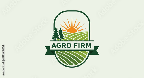 Agro Farm Logo – Agriculture Sunrise Field Green Emblem Design