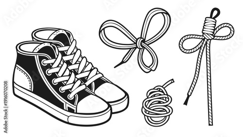 Shoe Laces and Sneaker Lace Knot Vector Set