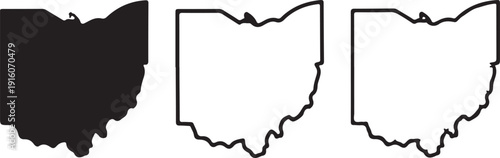 Ohio US state blank map vector solid black color and outline isolated on white background