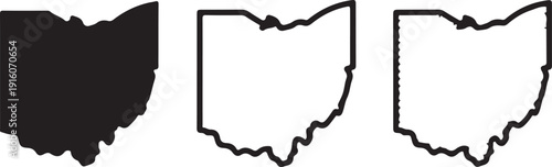 Ohio US state blank map vector solid black color and outline isolated on white background