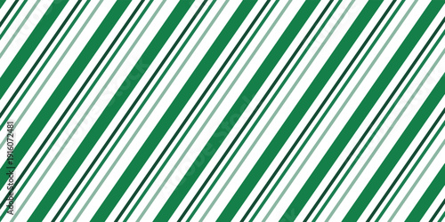 Vintage green candy cane stripes Christmas holiday Vector Pattern. Retro french horizontal ticking stripes green white seamless pattern.