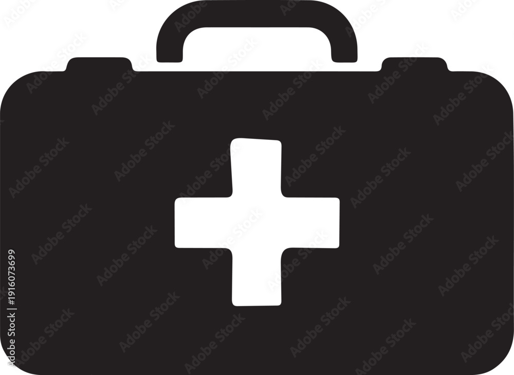 Obraz premium Medical aid symbol depicted as a briefcase with a cross emblem