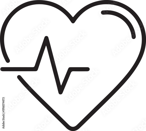 Simple icon combining a heart and an electrocardiogram line