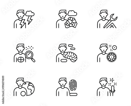 Collection of vector icons representing communication and social interaction themes
