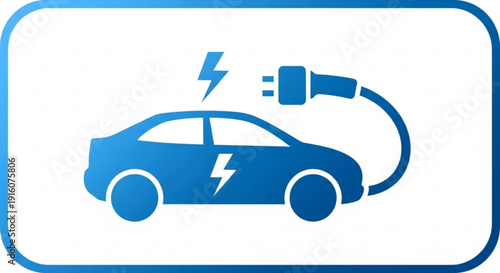 Electric car charging with plug and lightning bolt symbol eco friendly transportation concept